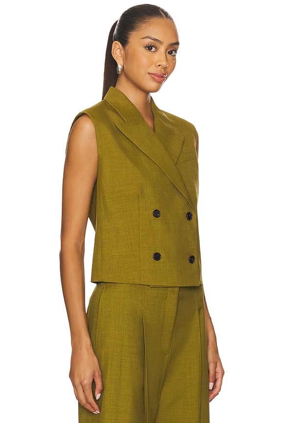 view 2 of 5 Peak Double Breasted Vest in Avocado