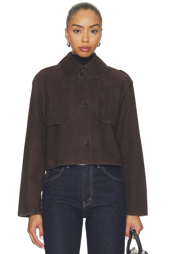 view 2 of 5 Crop Trench Jacket in Cacao