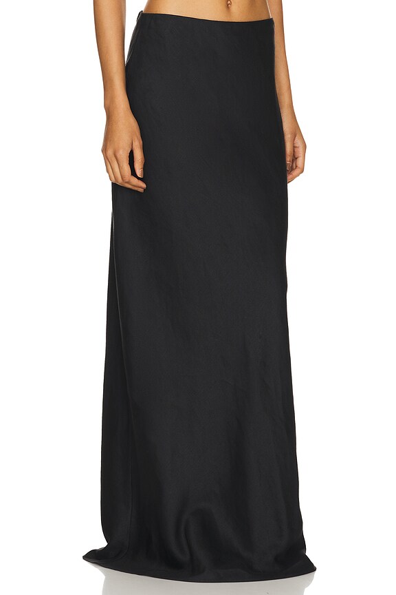 view 2 of 4 Fluid Linen Maxi Skirt in Black