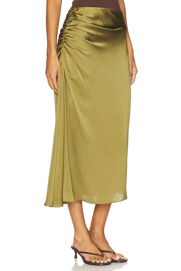 view 2 of 6 Side Ruched Skirt in Avocado