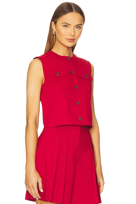 view 2 of 4 TOP SANS MANCHES TRUCKER in Cherry