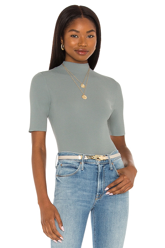 view 1 of 4 Leenda Short Sleeve Compact Top in Davy Grey