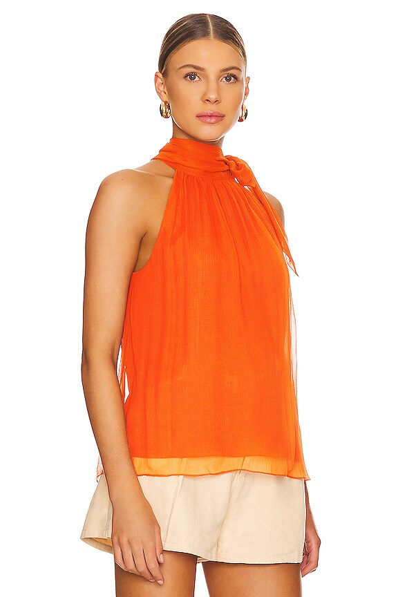 view 2 of 4 Halter Bow Top in Dark Coral