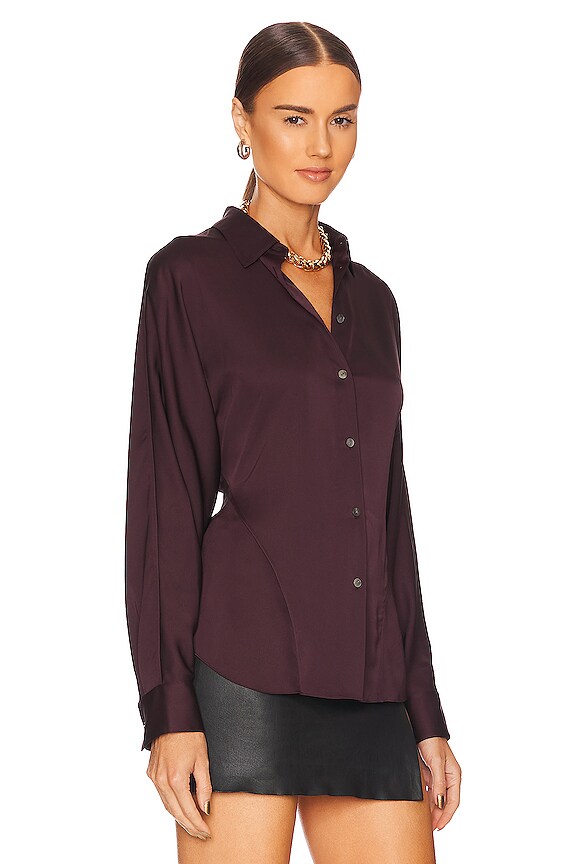 view 2 of 4 Seam Cinch Button Up in Merlot