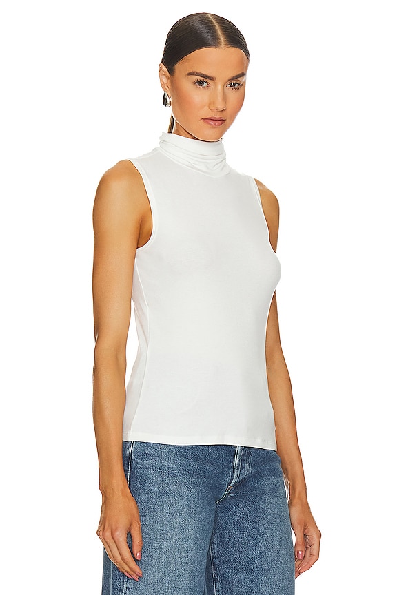 view 2 of 4 МАЙКА С РЕЗИНКОЙ И ВОРОТНИКОМ-СТОЙКОЙ RIBBED in White