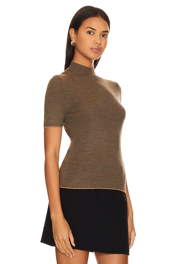 view 2 of 4 Leenda Regal Wool Tee in Dark Beige & Mink