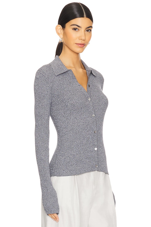 view 2 of 5 КАРДИГАН MARL RIB in Nocturnal Navy & White