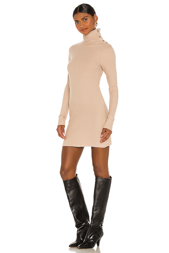 view 2 of 4 Stark Jumbo Waffle Knit Turtleneck Mini Dress in Saddle