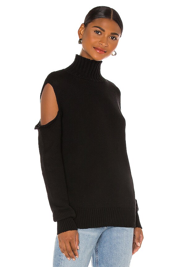 view 2 of 5 Prime Cotton Knit Slashed Turtleneck Sweater in Black