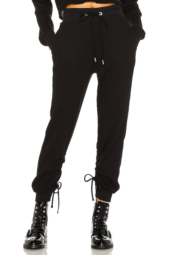 The Range Stark Jumbo Waffle Knit Gathered Jogger in Jet Black | REVOLVE