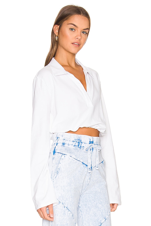 view 2 of 4 Bubble Cropped Polo in White