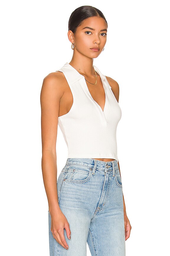 view 2 of 4 Sleeveless Cropped Polo in Light Shell