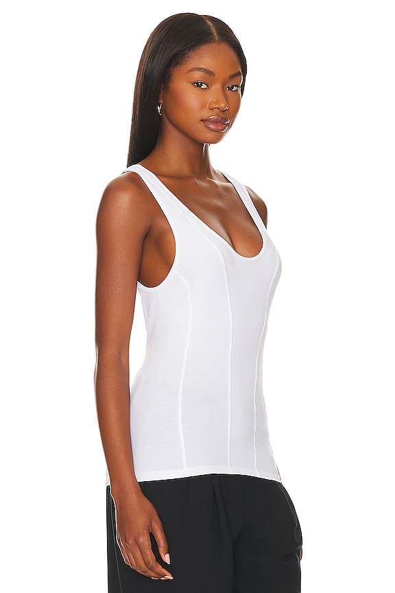 view 2 of 4 Sueded Jersey Seamed Tank in White