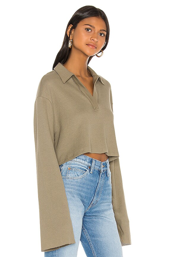 view 2 of 5 Stark Waffle Knit Cropped Polo in Combat