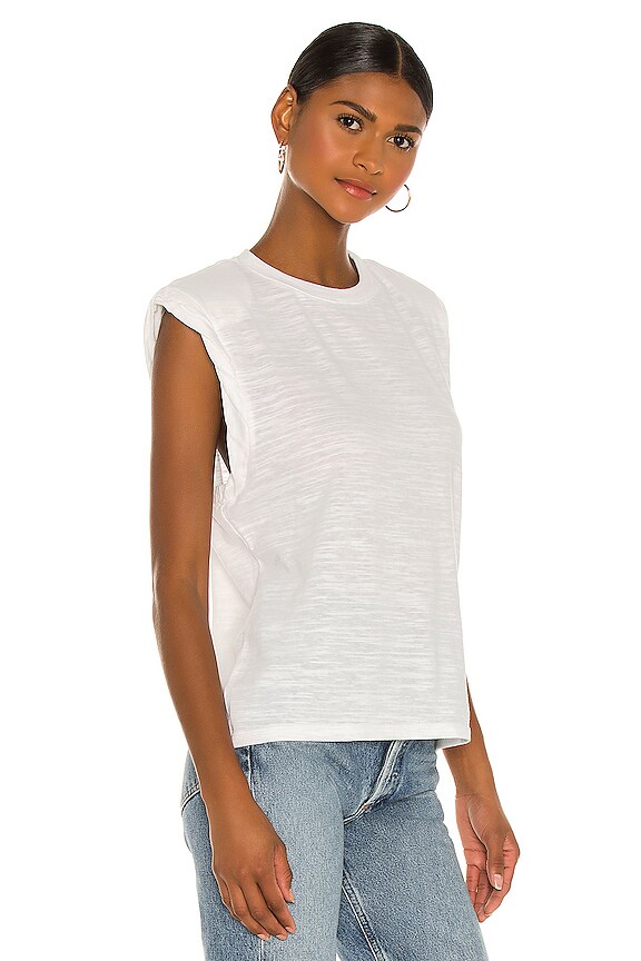 view 2 of 4 Strata Slub Jersey Shoulder Pad Muscle Tee in White
