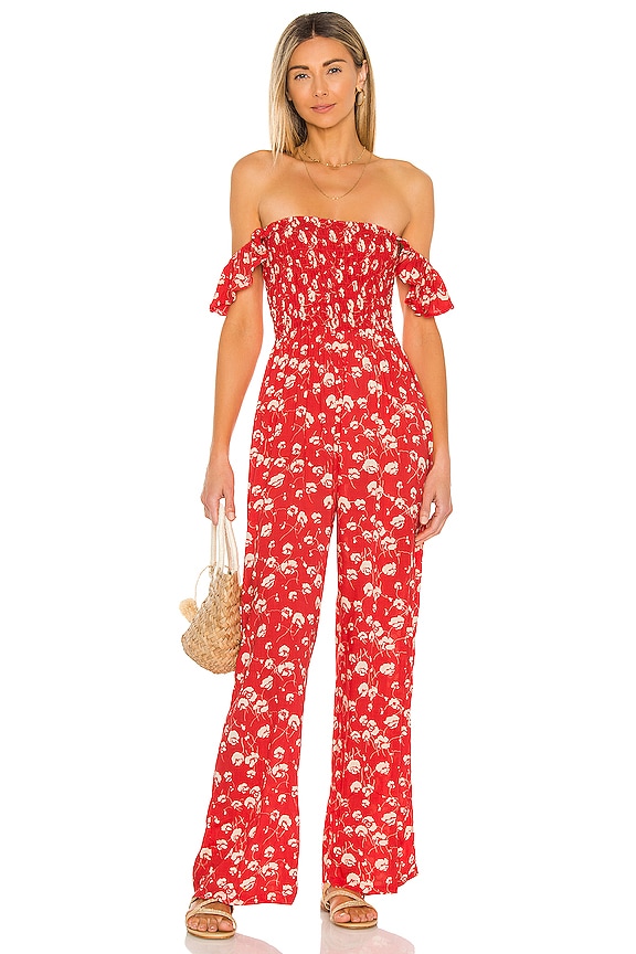 view 1 of 3 Jade Pantsuit in Red Falling Floral