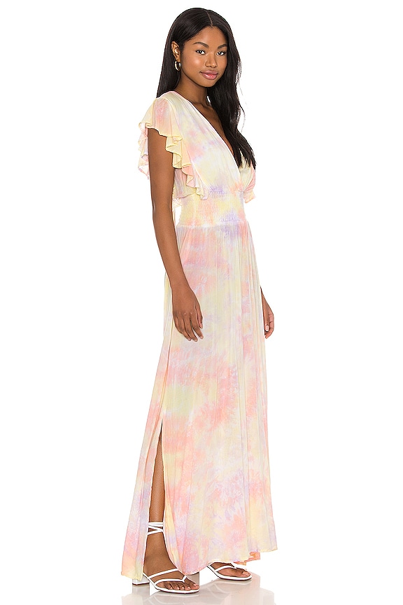 view 2 of 3 Dahlia Maxi Dress in Salmon Yellow Violet Smoke