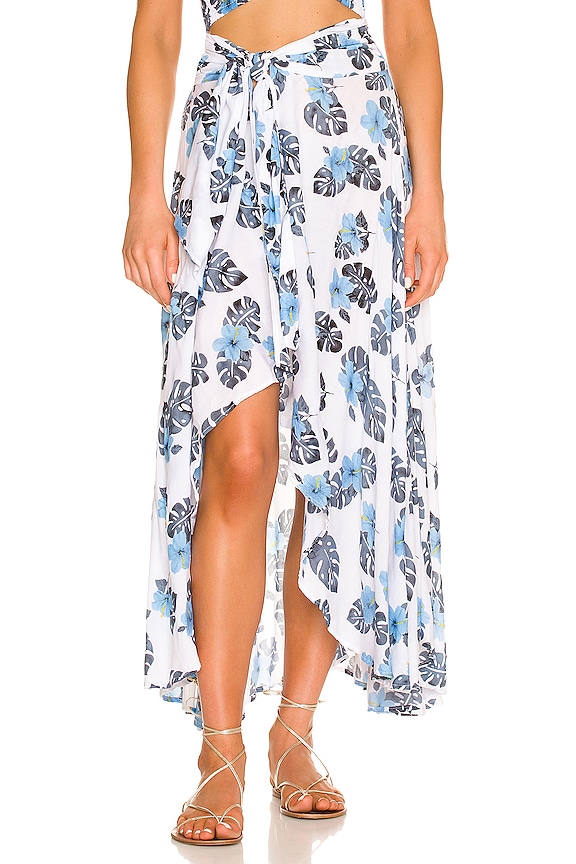 view 1 of 4 Azure Wrap Skirt in Tahitian Hibiscus Blue