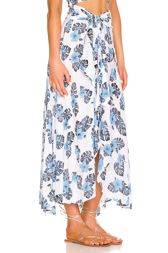 view 2 of 4 Azure Wrap Skirt in Tahitian Hibiscus Blue