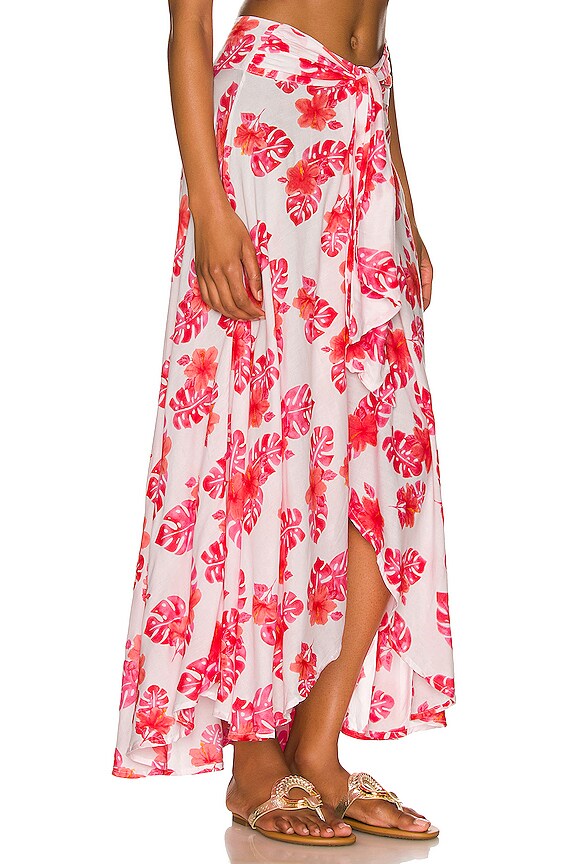 view 2 of 4 Azure Wrap Skirt in Tahitian Hibiscus Pink
