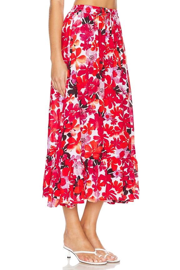 view 2 of 4 Capri Skirt in Fiji Flowers Red