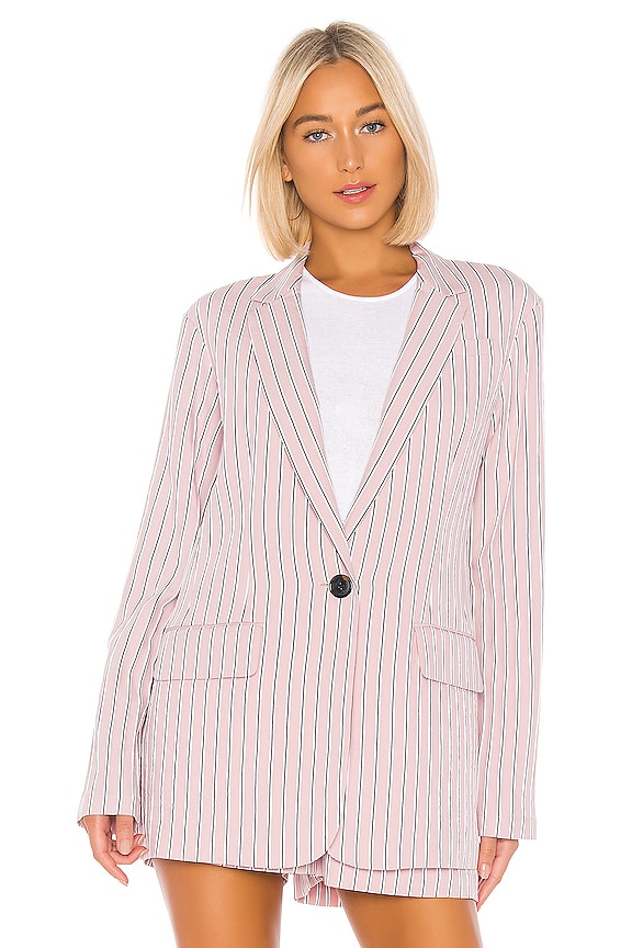 view 2 of 5 Stripe Viscose Twill Oversized Blazer in Dusty Pink Multi