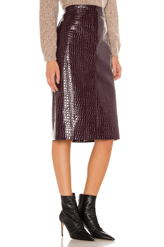 view 2 of 4 Croc Embossed Patent Trouser Skirt in Burnt Raspberry