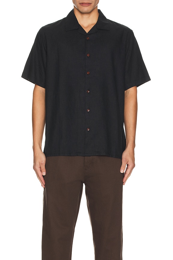 view 3 of 3 Hemp Minimal Thrills Bowling Shirt in Black