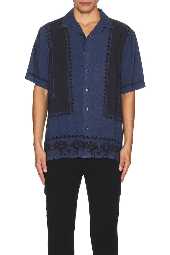 view 3 of 3 Evolve Bowling Shirt in Blue Indigo