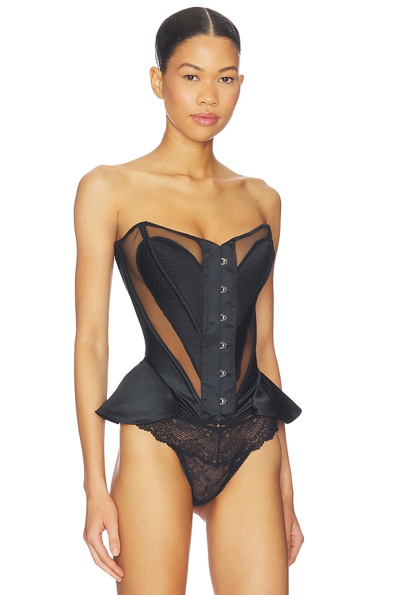 theredthread pointed garter corset black burlesque layered corset