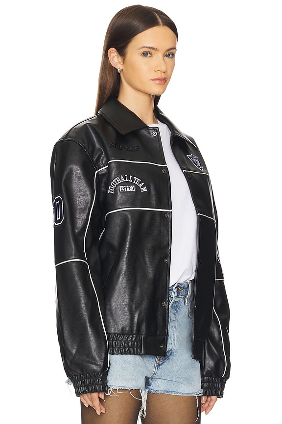 view 2 of 7 Raiders Faux Leather Racing Jacket in Black