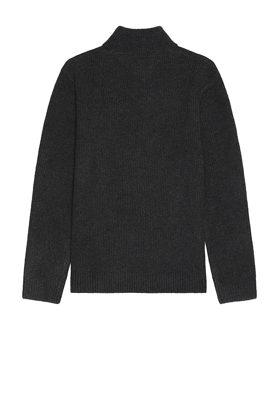 view 2 of 4 Slim Roll Neck Badge Sweater in Dark Grey Heather & Dark Night Navy