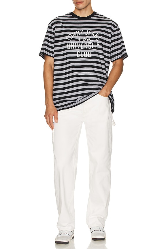 view 2 of 4 T-SHIRT in Grey Heather & Black Stripe