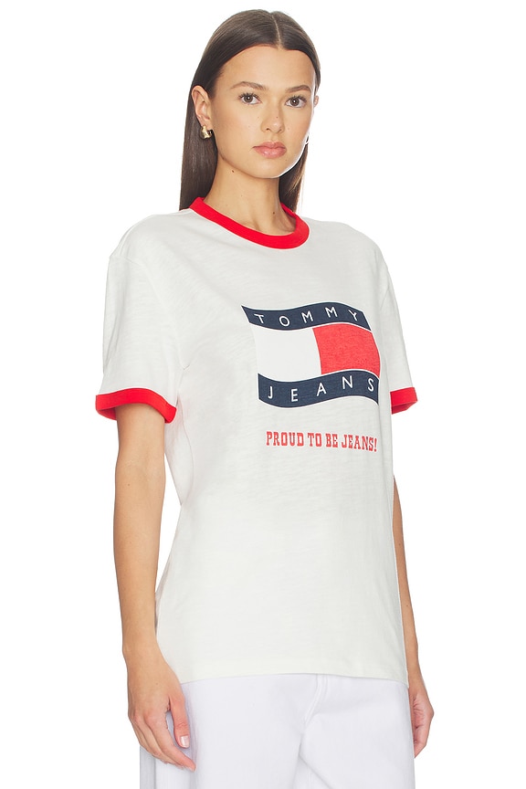 view 2 of 4 Waving Flag Ringer Tee in Ecru