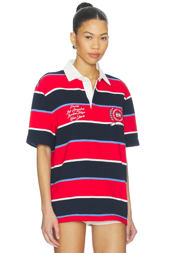 view 2 of 5 Relaxed Bold Stripe Rugby in Rapid Red Stripe