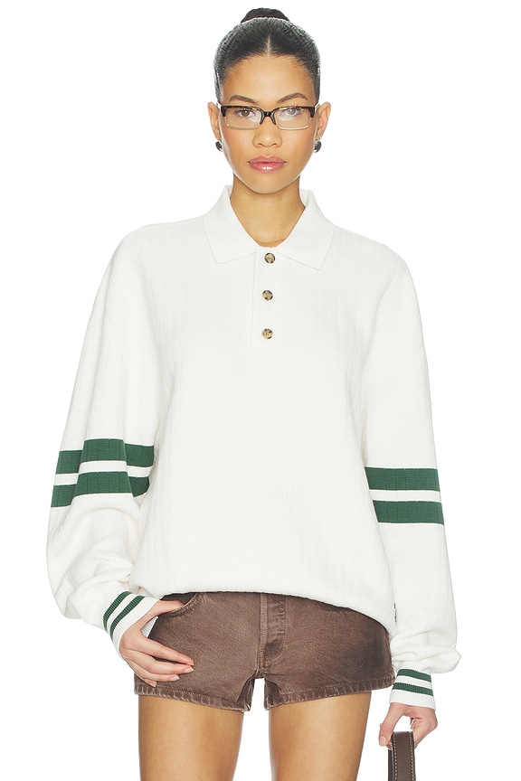 view 1 of 5 90s Colorblock Knitted Polo in Ancient White