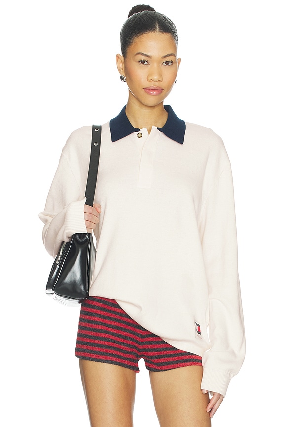 view 1 of 5 Woven Long Sleeve Rugby in Ancient White