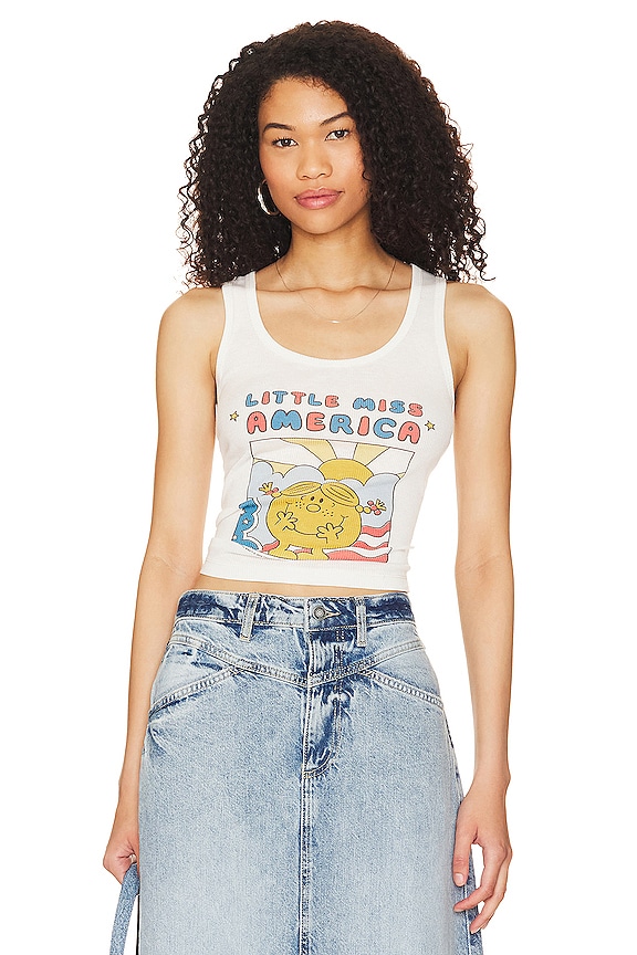 view 1 of 5 Little Miss America Rib Tank in White