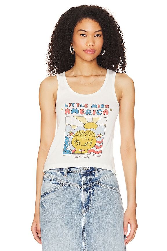 view 2 of 5 Little Miss America Rib Tank in White