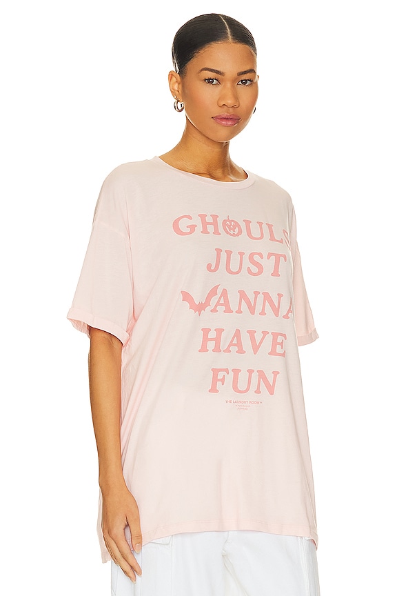 view 2 of 4 Ghouls Just Wanna Have Fun Oversized Tee in Blush Pink