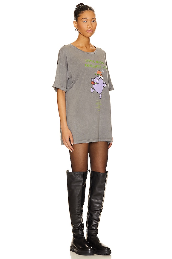 view 2 of 4 T-SHIRT OVERSIZED LITTLE MISS NAUGHTY LIST in Gravity Grey