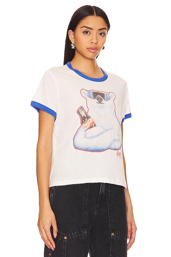 view 2 of 4 POLAR BEAR COCA COLA パーフェクトリンガーTシャツ in White & Blue