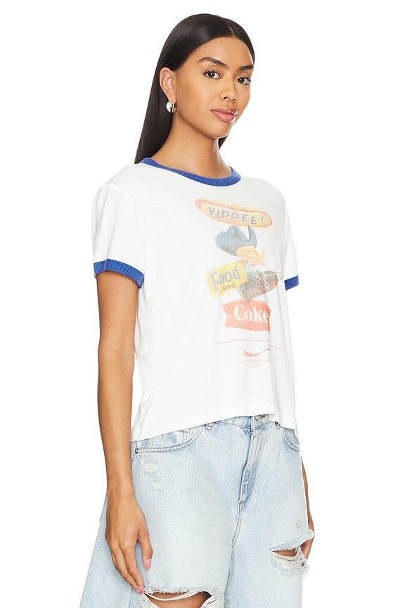 view 2 of 4 Yippee Coke Perfect Ringer Tee in White & Blue