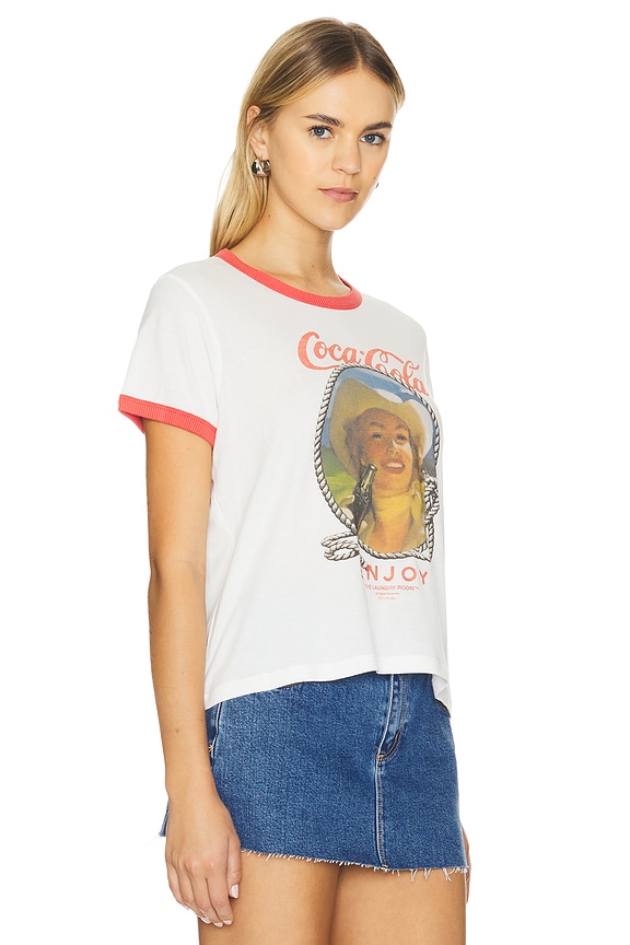 view 2 of 4 Coca Cola Cowgirl Perfect Ringer Tee in White & Red