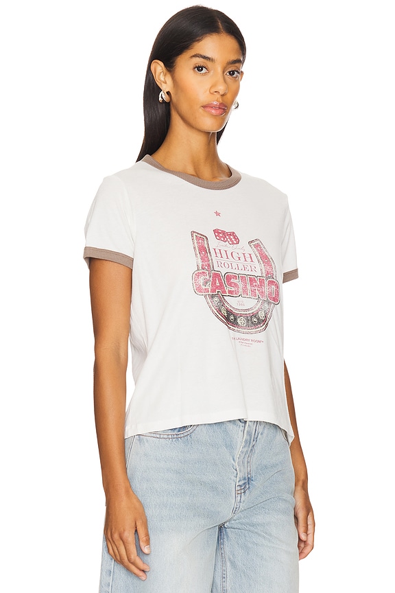 view 2 of 4 Houston High Roller Casino Perfect Ringer Tee in Bone & Brown