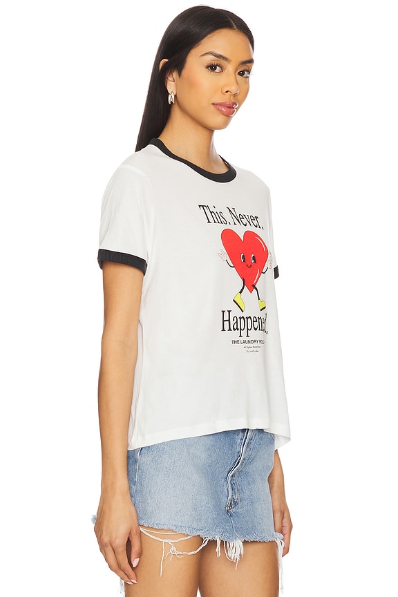 view 2 of 4 This. Never. Happened Ringer Tee in White & Black