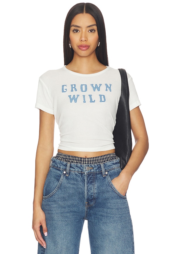 view 1 of 5 Grown Wild Denim Baby Tee in White