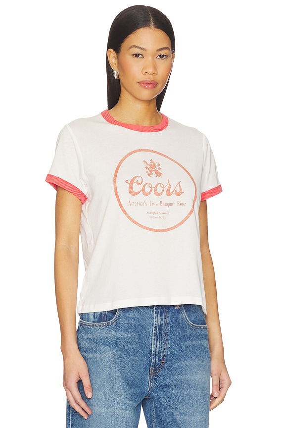 view 2 of 4 Coors Fine Banquet Beer Perfect Ringer Tee in White & Red