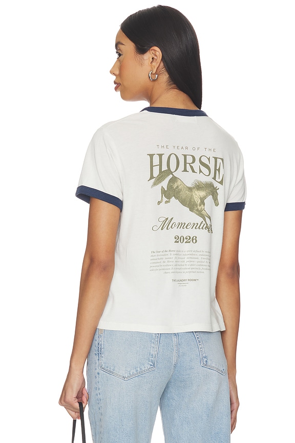 view 1 of 5 CAMISETA YEAR OF THE HORSE PERFECT RINGER in Bone & Navy Snow