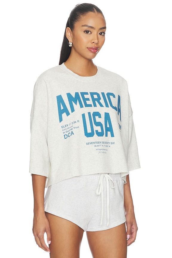 view 2 of 4 CAMISETA WELCOME TO AMERICA CROP in Pebble Heather